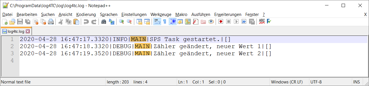 Logmeldung mit Logger