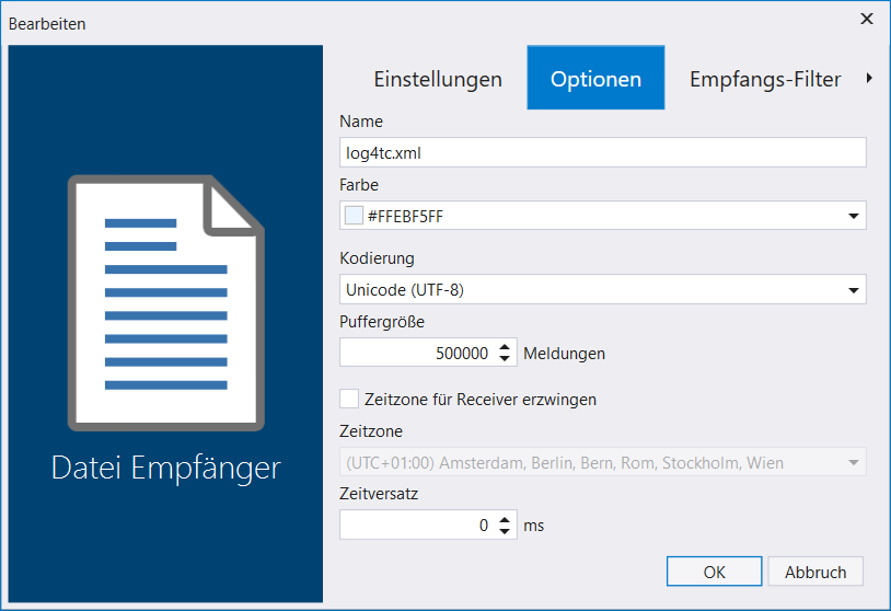 Optionen Log4View